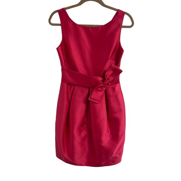 Eliza J Sleeveless Coral Pink Satin Bow Accent Dress Womens Size 4 FLAWED - Picture 1 of 9